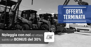 Noleggia una macchina operatrice ed ottieni subito un BONUS del 30%