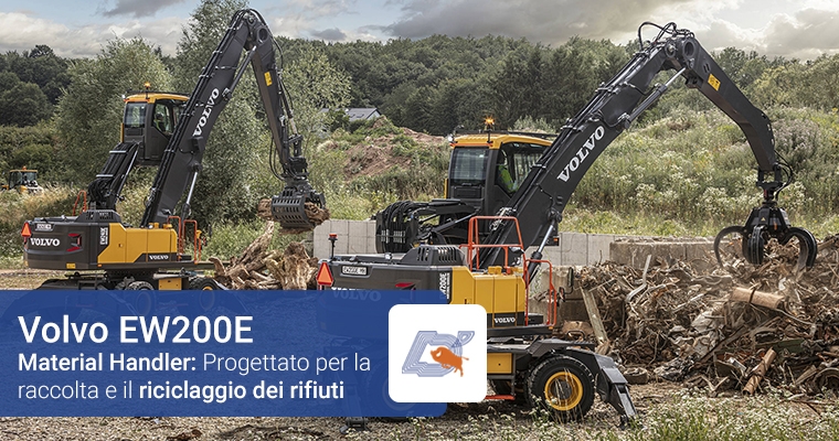 Volvo EW200E Material Handler: Progettato per la raccolta e il riciclaggio dei rifiuti